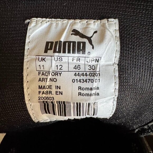 90s Vintage Puma Rudolf Dassler Black Ivory Leather Mid Lug Sole Boots Size 12 - Picture 15 of 17